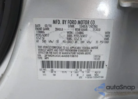 2010 Ford Edge Se z USA, uszkodzony, nr VIN 2FMDK3GC4ABB15810